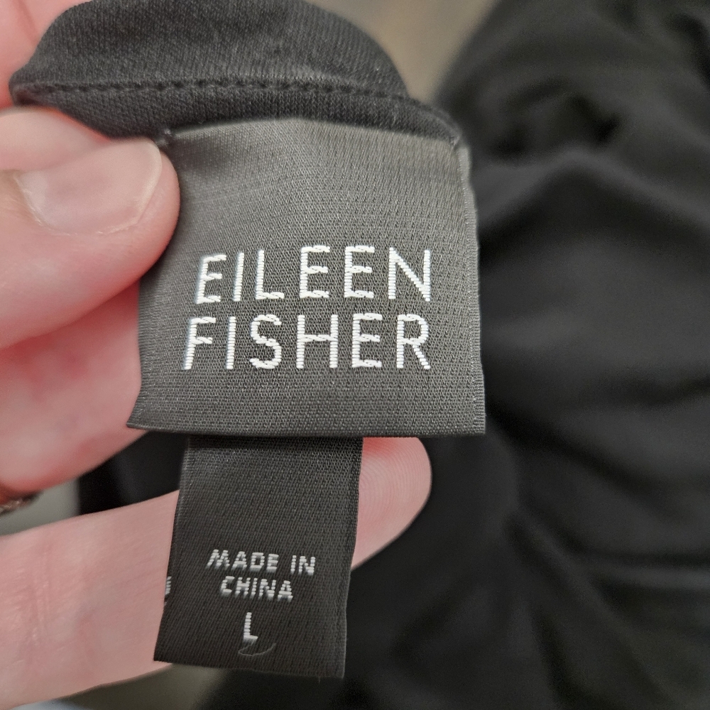 Eileen fisher 100% silk dress size large black - Picture 7 of 8
